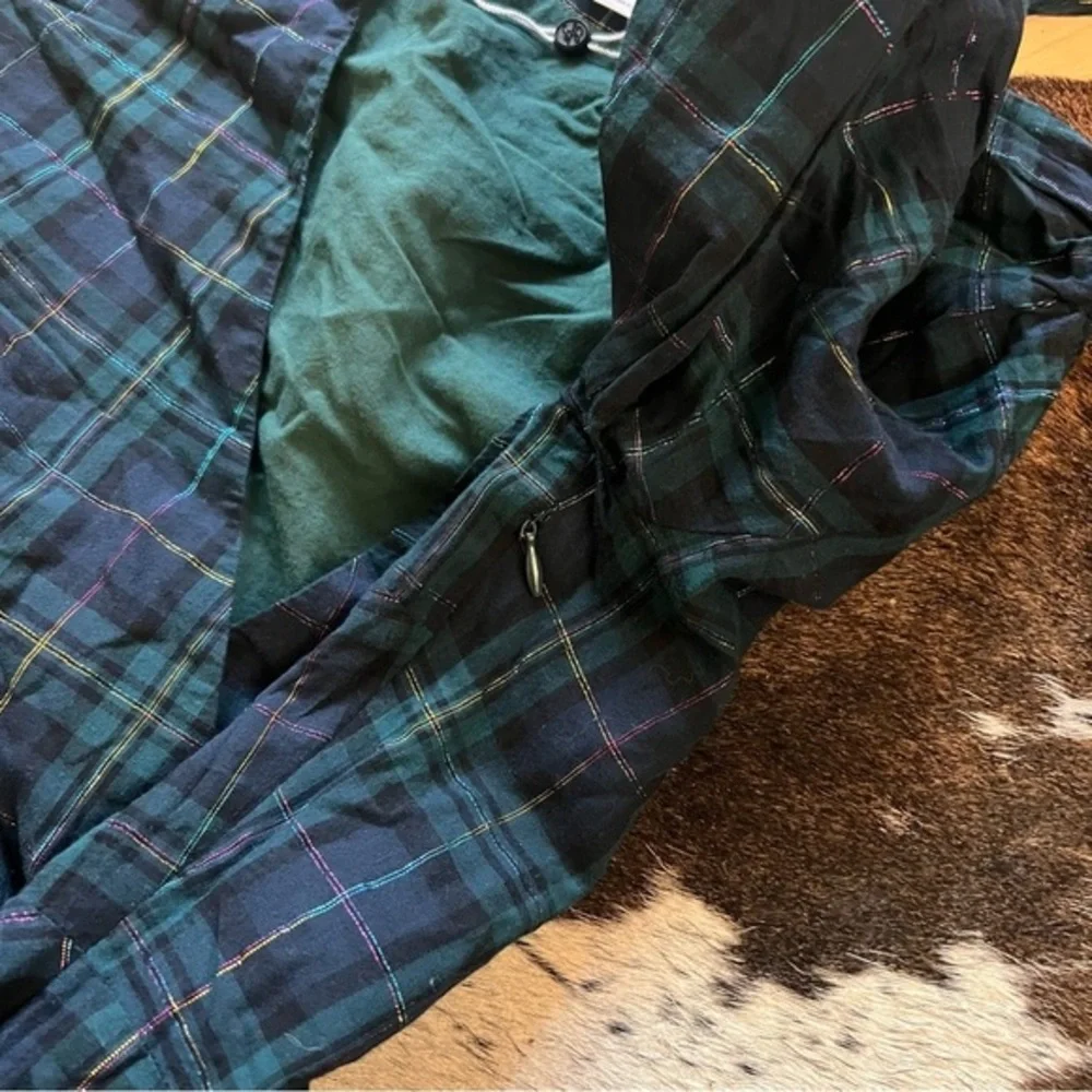 LOVERS + FRIENDS Green Plaid Ruffle Ruched Detail Nanette Mini Dress Size M NWOT